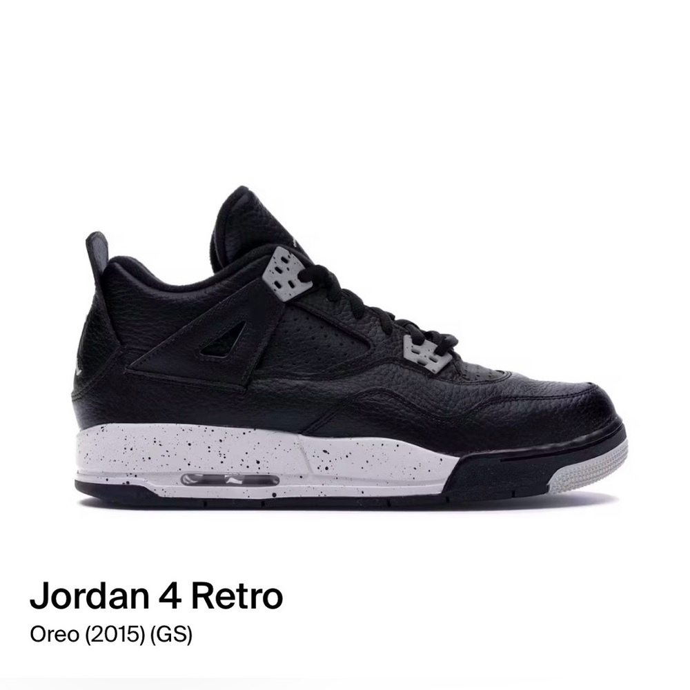 AIR Jordan 4 Retro Black GRAY White Sneakers GS 7y BG OREO 2015